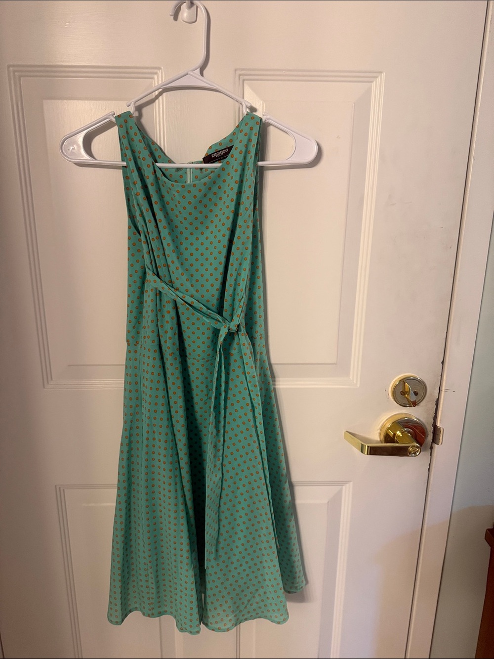 zeagoo Aqua Green Polka Dot Midi Dress